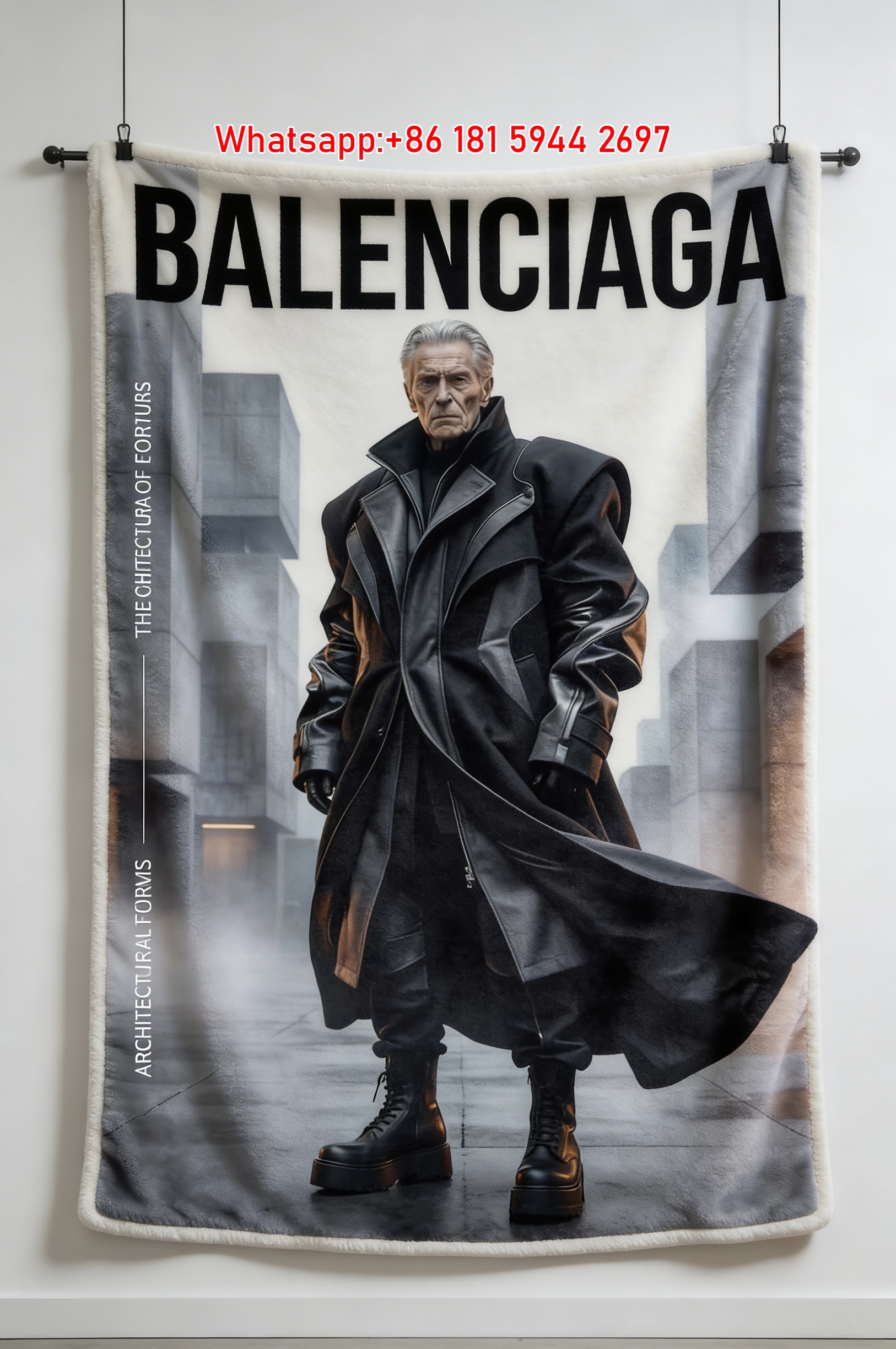 Balenciaga Armor Denim Flannel Throw Blanket for Sofa and Wall Decor BA490